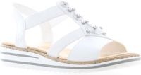Rieker Platte sandalen Dames V0687 Wit Nubuck Sleehak 3-4 cm Maat 40