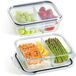 Unyqoos® Set de 2 récipients de préparation de repas en verre avec deux compartiments