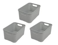 Merkloos BranQ Opbergmand in Rotan Design - 3 Stuks - Maat S - Lichtgrijs