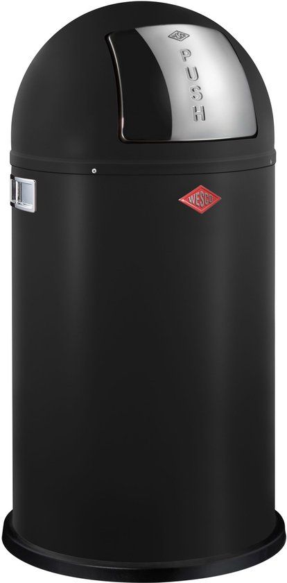 WESCO Pushboy Prullenbak | 50 Liter | Zwart mat | Made in Germany