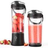 TOPESCT Draagbare mixer voor shakes en smoothies, USB-C-oplaadbare mini-mixer met 6 messen, 500 ml, draadloze persoonlijke sapcentrifuge voor reizen, sportschool en kantoor (zwart)