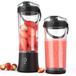 TOPESCT Draagbare mixer voor shakes en smoothies, USB-C-oplaadbare mini-mixer met 6 messen, 500 ml, draadloze persoonlijke sapcentrifuge voor reizen, sportschool en kantoor (zwart)