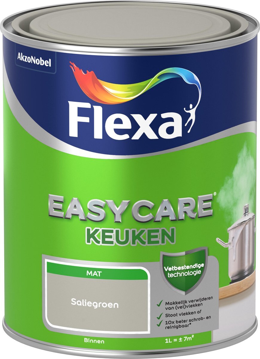 FLEXA Easycare - Muurverf Mat - Keuken - Saliegroen - 1 liter