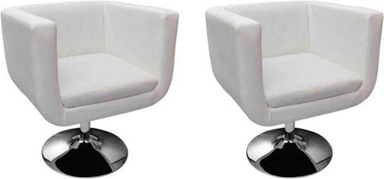 vidaXL Barstoelen 2 st kunstleer wit