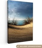 OneMillionCanvasses Canvas Schilderij - Duin - Gras - Wolken - Zee - 40x60 cm