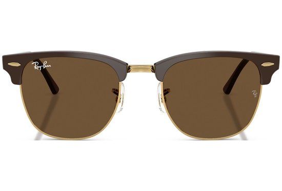 Ray Ban Clubmaster Brown on Gold Dark Brown Zonnebril Unisex