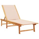 VidaXL Lounge Chair Padded Seat Acacia Wood, Fabric/Textilene Cream