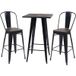 HWC-A73 Set bartafel + 2x barkruk incl. houten tafelblad, barkruk bartafel, metalen industrieel ontwerp, MVG ~ zwart