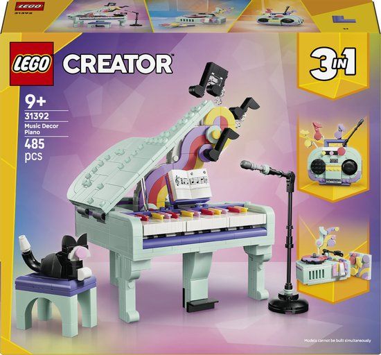 LEGO Creator 3in1 Piano met Kat en Radio en Platenspeler Speelgoed voor Kinderen 31392