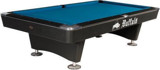 Buffalo Dominator 8ft Pooltafel Zwart - Professioneel - Blauw Laken - 2-delige Cue