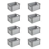 keeeper transportdozenset, 8 x 20 l, stapelbaar, polypropyleen, Robert, Nordic Grey (grijs)