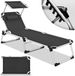 tillvex® Chaise longue avec toit et coussin Noir - Rembourrage Basic | Chaise longue de jardin Chaise longue pliable | Chaise longue de plage avec dossier réglable, surface de couchage rembourrée | Chaise longue en aluminium