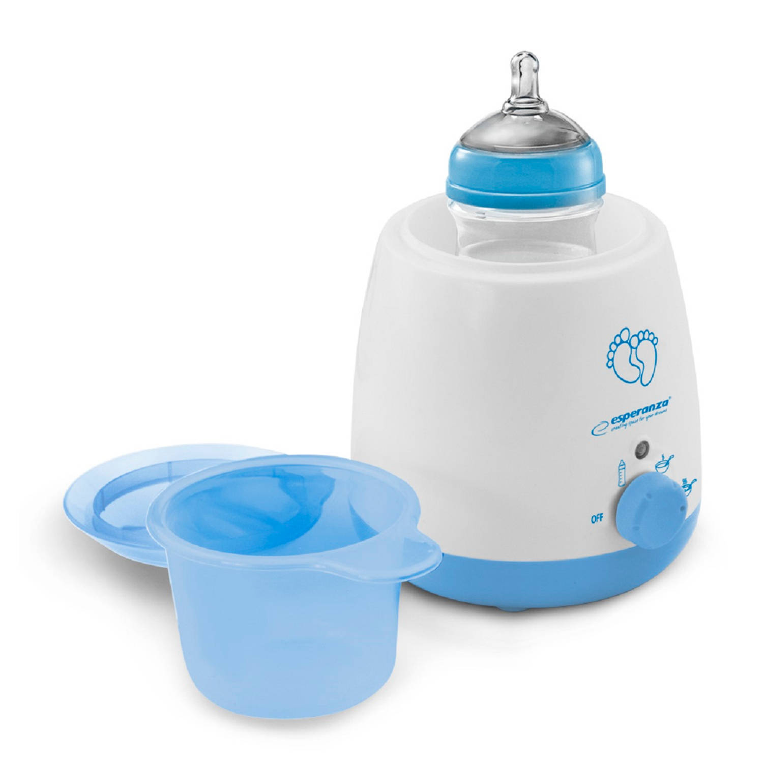 Esperanza ekb002 flessenwarmer - voor iedere babyfles - wit/blauw