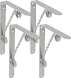 AMIG Plankdrager/steun/beugel Decoratief - 4x - metaal - zilvergrijs - H200 x B150 mm - Tot 110 kg