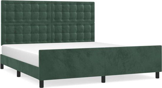 vidaXL Bedframe 160x200 cm Donkergroen Fluweel