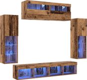 vidaXL Tv-meubelset - 6 stuks - Oud hout - Bewerkt hout