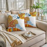 Boraboi® Luxe Decoratieve Kussenhoezen set van 2, Zachte Suède Touch- 30x50 cm -(Geel,orange,wit,blauw)