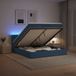 vidaXL Lit plateforme avec matelas et LED bleu 160 x 200 cm tissu