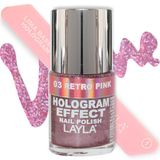 Layla Cosmetics Hologram Effect Nagellak - retro roze, per stuk verpakt (1 x 0,01 l)