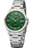 Regent Herenhorloge F-1289 Groen Analoog Staal Zilverkleurig
