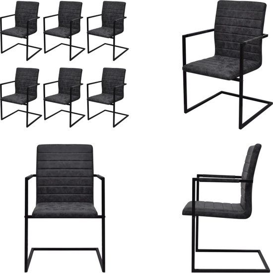 VidaXL Eetkamerstoelen 6 stuks Kunstleer Zwart