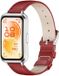 By Qubix - Leren bandje - Rood (zilveren connector) - geschikt voor Huawei Band 11 / 11 pro