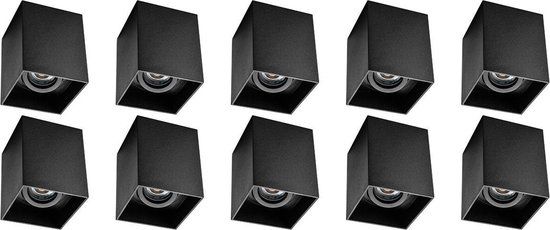 BES LED Opbouwspot - 1x GU10 - Vierkant - Mat Zwart - Kantelbaar - 90mm - Aluminium