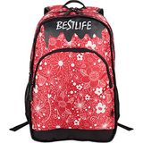 PEDEA Unisex rugzak "Bestlife JUST" schooltas vrijetijdstas met laptopvak tot 15,6 inch (39,6 cm), rood/wit