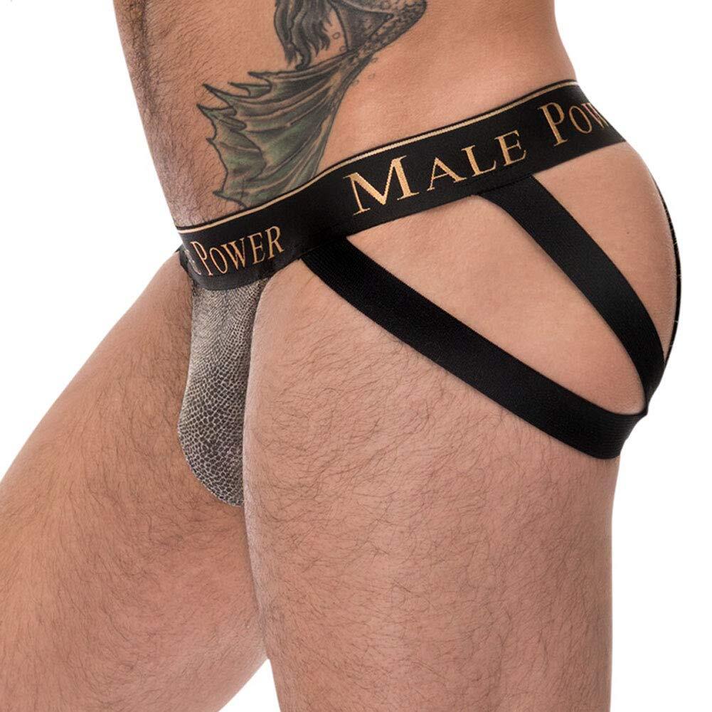 Male Power Viper Strappy Ring Jock - Snake - L/XL L/XL