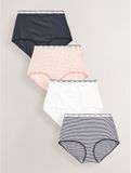 Next - Dames - Set van 4 katoenen slips met volledige bedekking en logo - Blauw