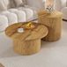 OKWISH Table basse Ronde - Double Cercle Avec Tables Séparées - Pour Salon - MDF Naturel - 75x75x36 et 50x50x50,5 cm