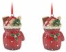 Merkloos / Sans marque Kersthanger cadeauzak - 2x - rood - 8 cm - keramiek