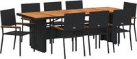 vidaXL Tuinset, 9-delig, zwart, polyrotan