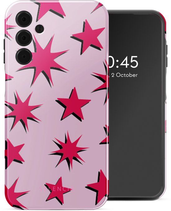 Selencia Hoesje - Geschikt voor Samsung Galaxy A15 (4G) / A15 (5G) - Backcover - Stars Rubine Red Light Pink