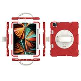 iPad Apple iPad mini 4/5 generatie hoes met displaybeschermfolie, potloodhouder, kickstand, polsband, 360° draaibare standaard, duurzame beschermhoes (rood)