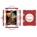 iPad Apple iPad mini 4/5 generatie hoes met displaybeschermfolie, potloodhouder, kickstand, polsband, 360° draaibare standaard, duurzame beschermhoes (rood)