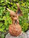 Elf beeld - Bloembol figuur - Tuindecoratie - Roest patina - 30 cm hoog - Roestbruin
