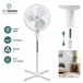 NONE 40W vloerventilator, 16 inch/43 cm oscillerende elektrische ventilator, 3 snelheden, wit