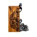 Elegant decoratief houten wandaccessoire, walnoot & zwart, 47 x 65 x 3 cm, 100% hout (3 cm) en metaal (1,5 mm), uniek design voor stijlvolle woondecoratie