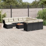 Maison Exclusive - Ensemble de jardin, composé de 13 pièces, avec coussins, noir, en polyrotin