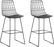 Beliani PRESTON - Barkruk - Zwart - Set van 2 - Kunstleer - Metaal - 74 cm zithoogte