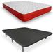 DUÉRMETE ONLINE 3D-bekleding, versterkt, geluidsbestendig, met 5 verstevigingsstaven, visco-elastische Lite-matras, omkeerbaar + 6 metalen poten, 27 cm, 90 x 190 cm, grijs