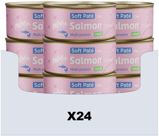 Prins Soft Paté Kattenvoer - Zalm & Kip - Graanvrij - 24x70g