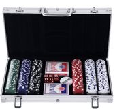 HOMCOM Pokerfiches Set - Aluminium - 38x20,5x6,5cm - Zilver