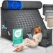 ELONEO Coussin pour fauteuil - Coussin de nuque et de dos pour s'asseoir droit au lit, lire ou sur le canapé, avec poche latérale et rouleau de nuque amovible, housse lavable