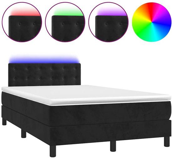 vidaXL Boxspring met matras en LED fluweel zwart 120x190 cm