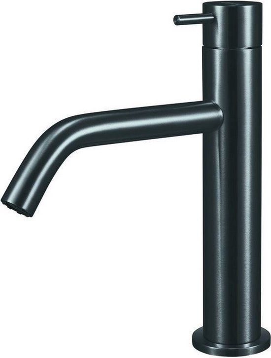 Qisani Flow wastafelkraan Gun Metal Zwart opbouw - RVS - 5 jaar garantie