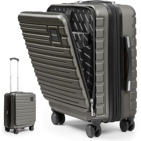 Travely Polycarbonaat handbagagekoffer 55x40x23cm - Grijs