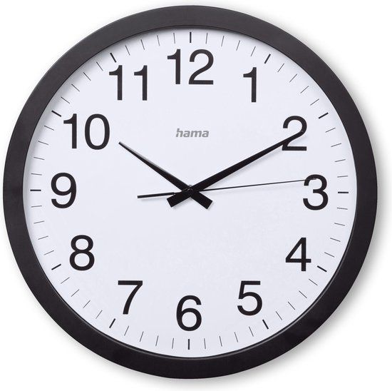 Hama Aruba Wandklok, Ø 40 cm, stil, zwart