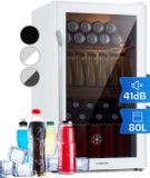 Klarstein Beersafe XXL minikoelkast met glazen deur, 80 liter, 41 dB, Energieklasse E, Wit